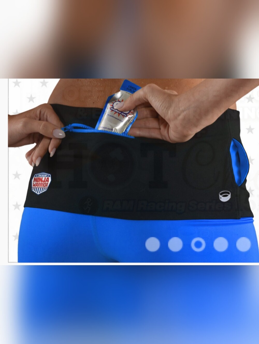 The Tobe Running Hiking Waist Belt with Zipper Pocket Gray & Blue Size XS/S